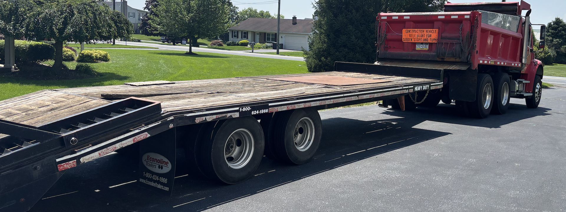 Trailer hauling equipment for a customer near Mount Joy, PA